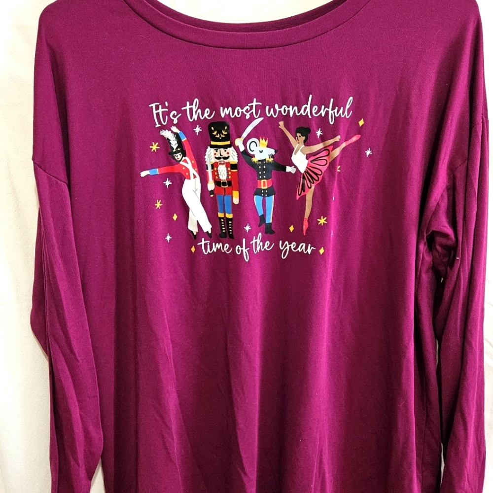 Purple Long Sleeve Holiday Graphic Pajamas